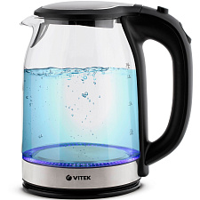 Чайник стекло Vitek VT-7004 объем 1,8 л, мощность 1850Вт, диск, подсветка, цвет черный
