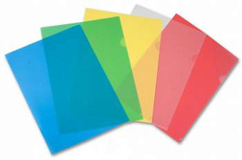 Папка-уголок пластиковая, А4, плотность 150 мкр,  цвет ассорти прозрачный