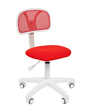 Кресло детское СН-250/White обивка - красная ткань. Без подлокотников. Пластиковая белая крестовина. Механизм пружинно-винтовой. Нагрузка до 80 кг.