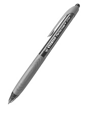 Ручка шариковая автоматическая Stabilo Performer+ XF, масляный черный стержень, 0,35 мм, черный корпус, резиновая манжетка