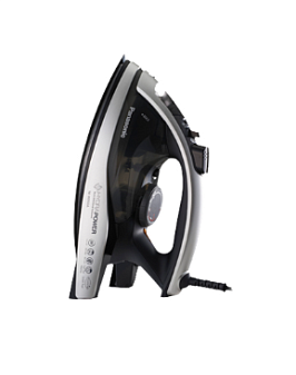 Утюг Panason NI-W950ALTW мощность 2400ВТ керамическая подошва, паровой удар до 140г/мин, подача пара до 40 г/мин, разбрызгивание, вертикальное отпаривание, противокапельная система, самоочистка, мерный стакан, шнур 2м, цвет черный