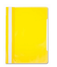 Скоросшиватель пластиковый с обложкой-файлом для информации, карман на лицевой стороне, цвет желтый