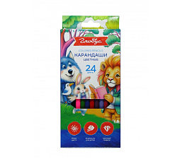 Карандаши цветные 24 цвета "Глобус" деревянные, шестигранные, картонная упаковка с европодвесом