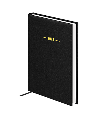 Ежедневник А6 датированный 2026 BG "Ariane. Black" 176 листов в линию, балакрон, размер 105х145мм, ляссе, цвет черный