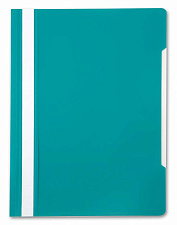 Скоросшиватель пластиковый, прозрачный верхний лист,цвет бирюзовый