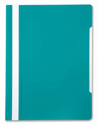 Скоросшиватель пластиковый, прозрачный верхний лист,цвет бирюзовый