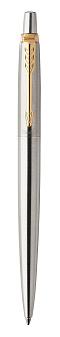 Ручка шариковая PARKER Jotter Core K691 Stainless Steel GT M, синий стержень. Корпус: нержавеющая сталь, цвет отделки: золотистый. Блистер.