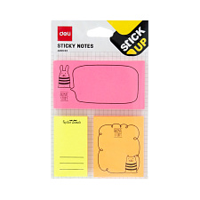 Блок самоклеящийся бумажный "Deli Stick" размер ассорти, 50 листов, неон
