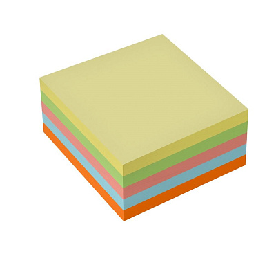 Блок самоклеящийся бумажный, размер 51х51мм, 250листов, 5 пастельных цветов