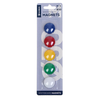 Магниты для доски 30 мм 5 шт/уп, цветные круглые Globus МЦ30