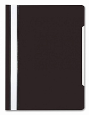 Скоросшиватель пластиковый, прозрачный верхний лист, цвет черный.