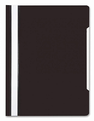 Скоросшиватель пластиковый, прозрачный верхний лист, цвет черный.