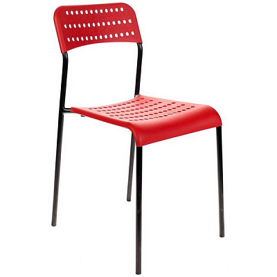 Стул UNO черная рама / пластик красный,  максимальная нагрузка до 110 кг 