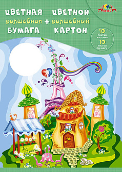Цветной картон  "Апплика" формат А-4, односторонний, немелованный 10 листов 10 цветов  (2 листа мелованный) + немелованная цветная бумага 10 листов 10 цветов (2 листа мелованная золото/серебро), ассорти