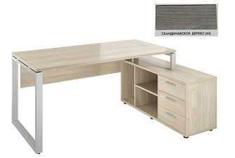 Атлон Скандинавское дерево Стол рабочий опорная тумба справа АТЛ11П. Размер (ШхГхВ): 1780х1235х750 мм. ЛДСП 25 мм. (MON.БОО.ОСЗ-80+MON.БПП.ОТ-75(Л)+MON.БМ.КТ-160+MON.) ЗАКАЗНАЯ ПОЗИЦИЯ  