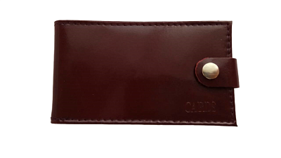 Визитница горизонтальная на кнопке натуральная  кожа бордовая, с отделениями на 20 визиток, размер 11х6,5х0.5см.
