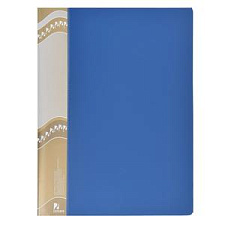Папка 100 файлов цвет синий, размер 310х230х64мм толщина 800 мкр с торцевым карманом