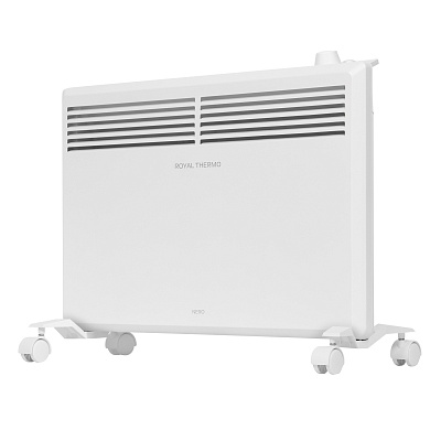 Обогреватель конвекционный Royal Thermo Nero RTCN/M, мощность 1500Вт, до 20 кв.м, настенное крепление и напольная установка на колёсиках, механическое управление, цвет белый 