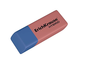 Ластик ErichKrause Hybrid прямоугольный скошенный, резина, размер 54x18 x 8мм, цвет комбинированный голубой/розовый.