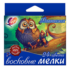 Мелки восковые Луч Фантазия 24 цветов (круглые) на масляной основе в картонной упаковке