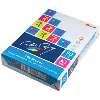 Бумага Color Copy А-3, плотность 90 г/м2, яркость, белизна 160%, яркость 164% CIE, 500 листов, суперкаландрированная.