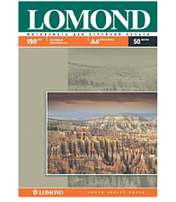 Фотобумага LOMOND А-4, плотность 190 г/м2, матовая, двусторонняя, 50 листов, для струйных принтеров.